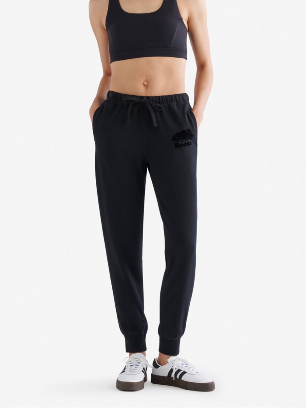 Roots Black Drawcord Joggers
